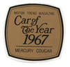 1967 Mercury Cougar Motor Trend Car of the Year Decal