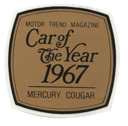 1967 Mercury Cougar Motor Trend Car of the Year Decal